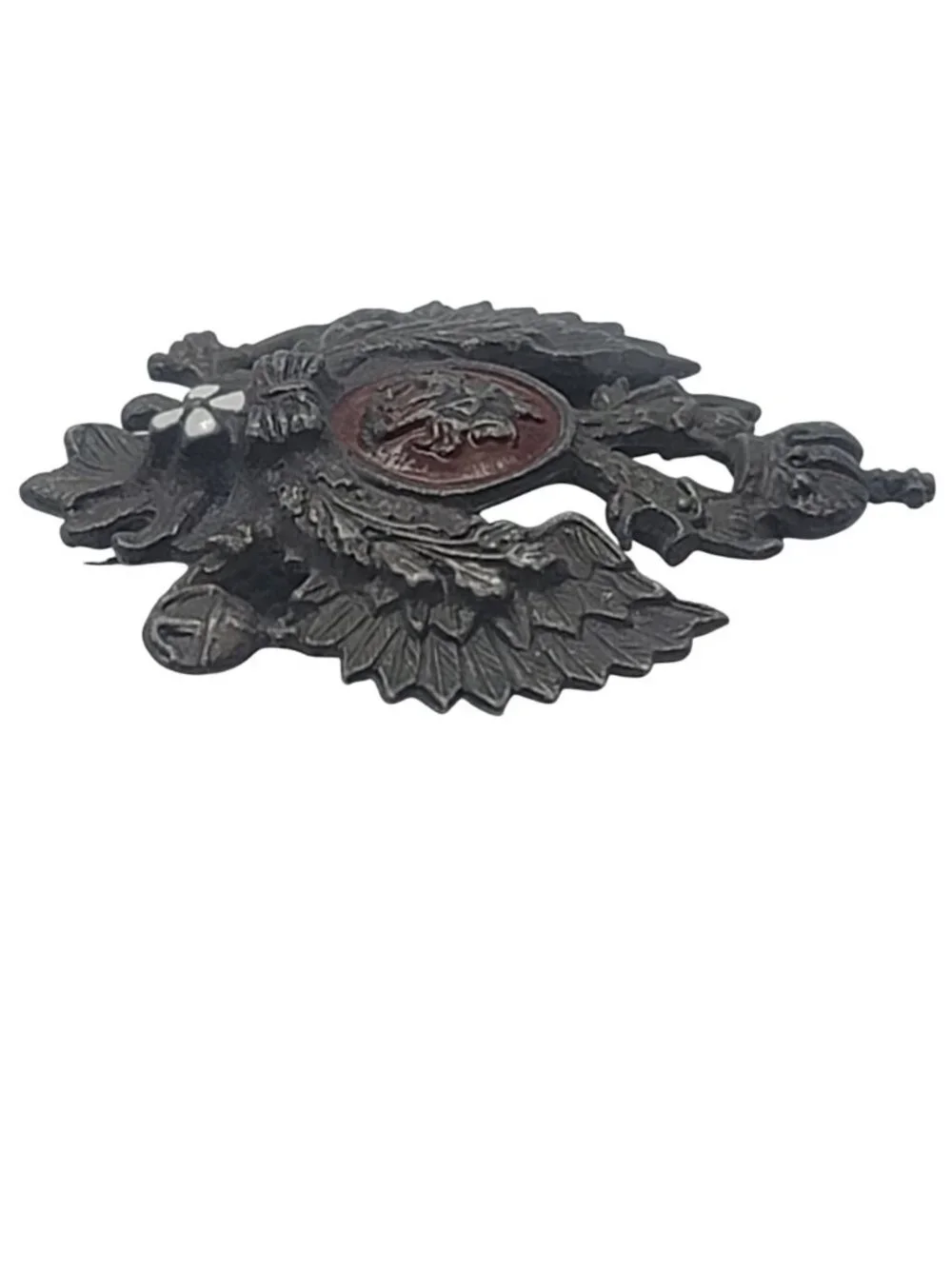 Russian Imperial Double-Headed Eagle Badge Metal Pin Enamel Vintage